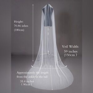 Wedding Veil, Cathedral, with Comb and Ivory Color